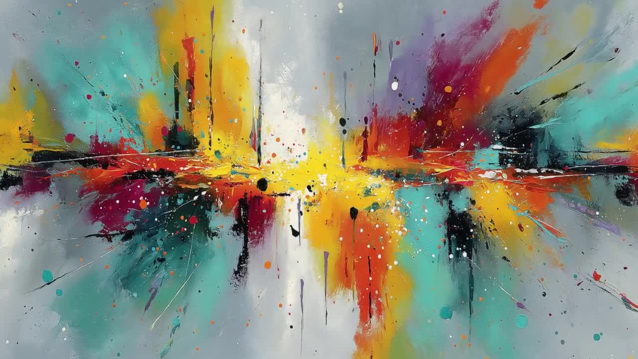 Abstract Explosion Frame TV Art, Futuristic Cityscape (digital