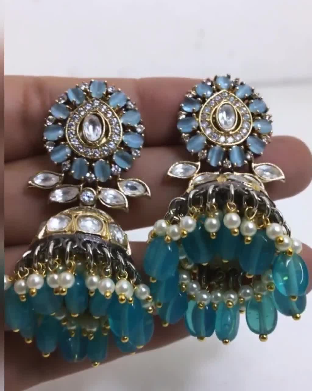 Deepika Padukone Earring Victorian Polki Kundan Earrings Uncut Polki Stud  Earrings Moissanite Polki Diamond Studs India Jadau Kundan Studs -   Denmark