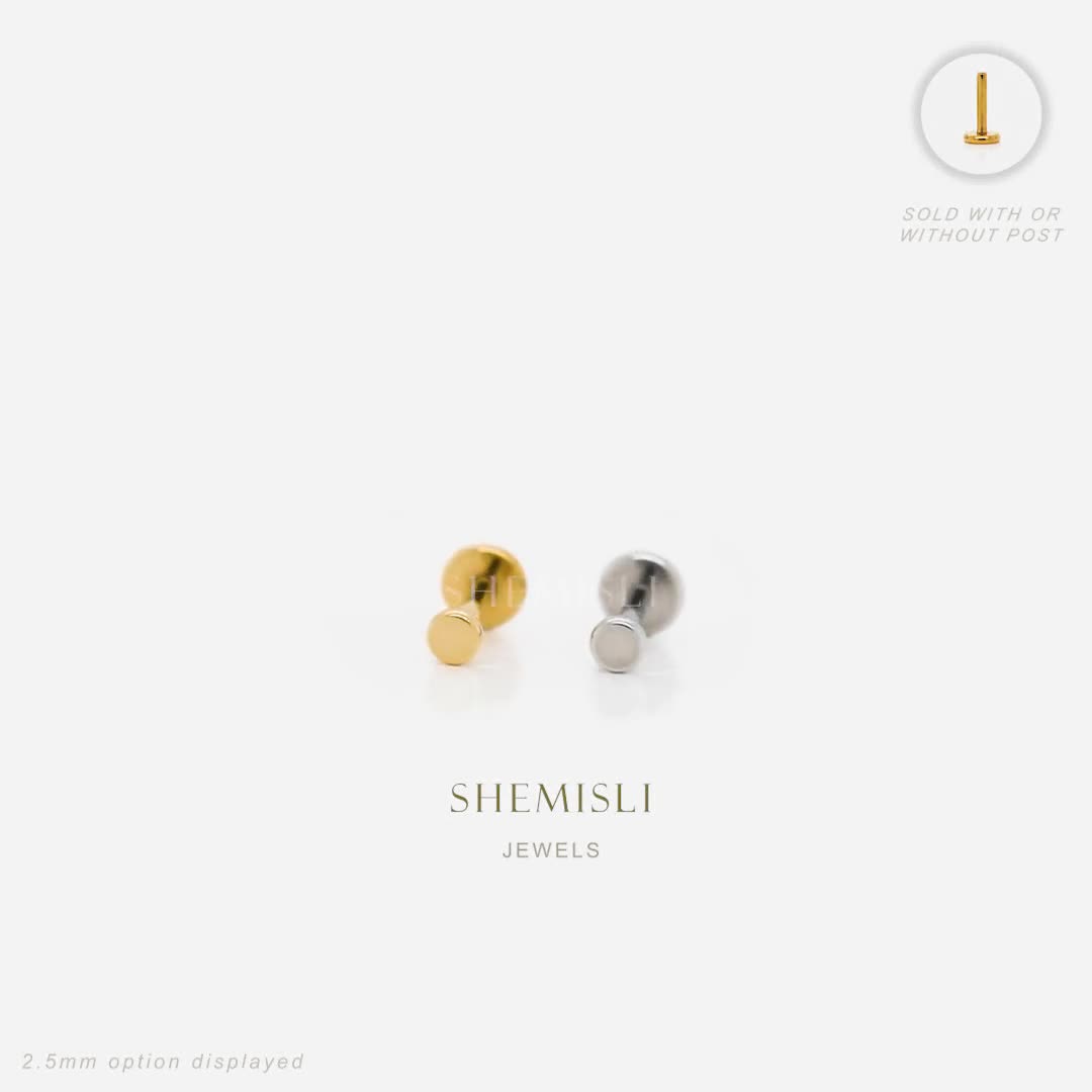 Tiny Disc Threadless Flat Back Earrings, Nose Stud, 20,18,16ga, 5-10mm,  Surgical Steel, SHEMISLI SS539, SS540, SS541, SS542, SS543