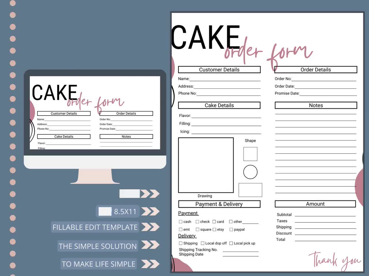 Wedding Cake Order Form | Creative Market