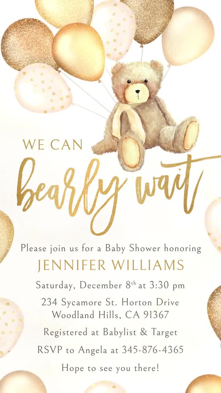 Teddy bear invitations - Motion Stamp - Medium