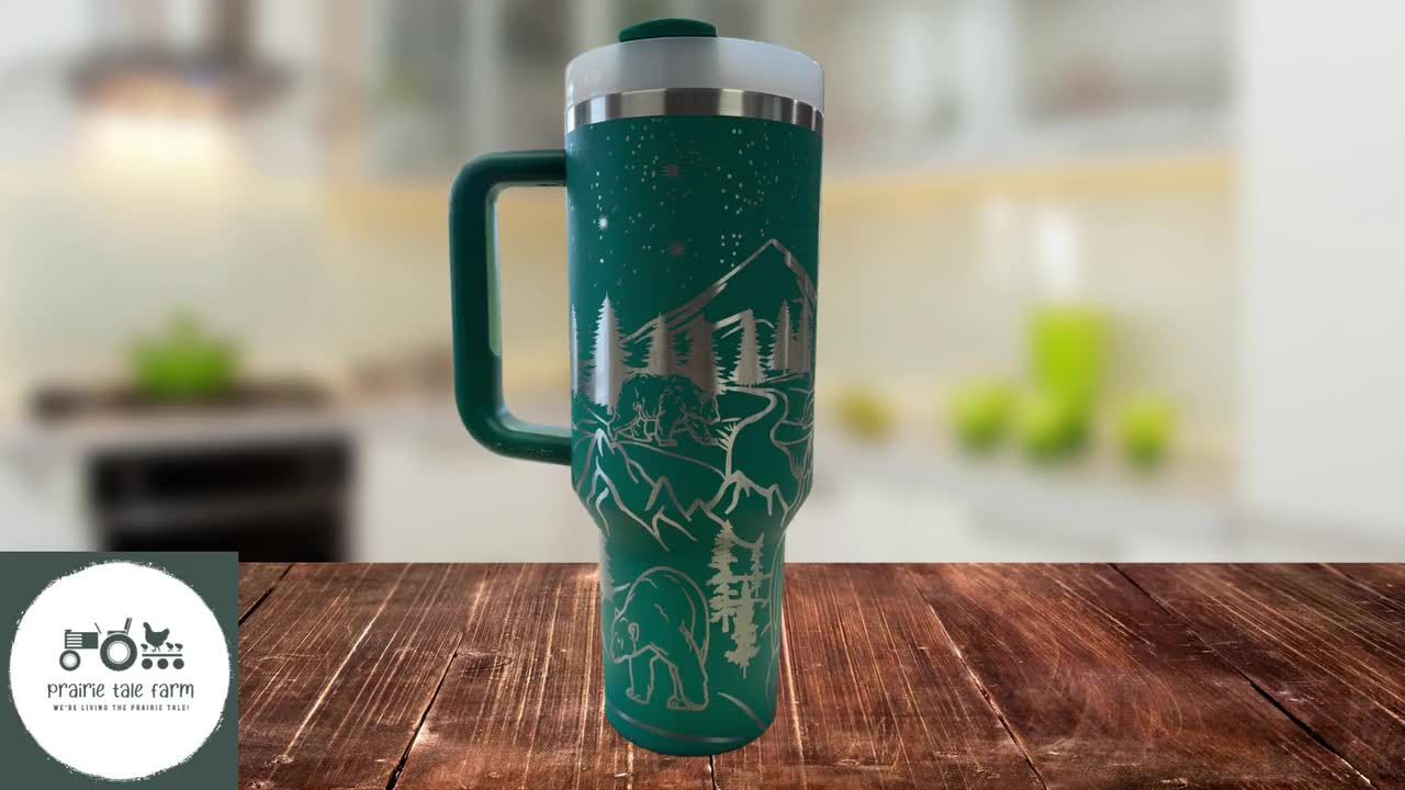 Beautiful Mountain 40 OZ Tumbler With Handle Sublimation 40 OZ Tumbler  Camping Tumbler Wilderness Tumbler 40oz Tumbler With Handle 