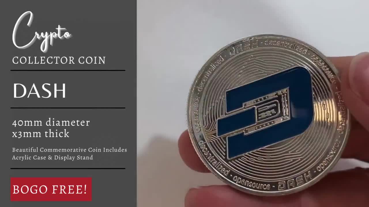 DASH COIN, Cryptocurrency Commemorative Collectors Coin - Iron with  gold/silver plating
