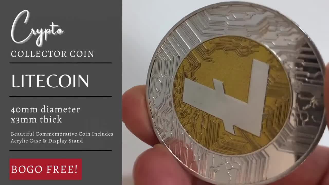 LITECOIN Coin, LTC Coin, Cryptocurrency Commemorative Collectors Coin -  Iron with gold/silver plating