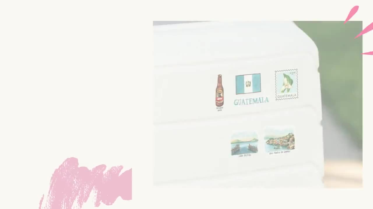 Navy Peony Set 28 Adesivi Da Viaggio Guatemala - Illustrati A Mano, Tema Maya E Antigua - Per Diario E Bagagli