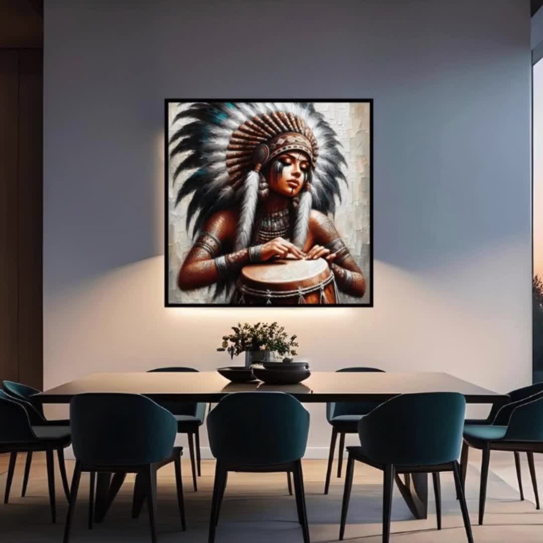 太鼓/タイコ　壁掛けオブジェ　TAOS 作者サイン有り　ネイティブ　インディアン Taino Wall Decor Set 2019 — Puerto Rican Art by Lena del Sol