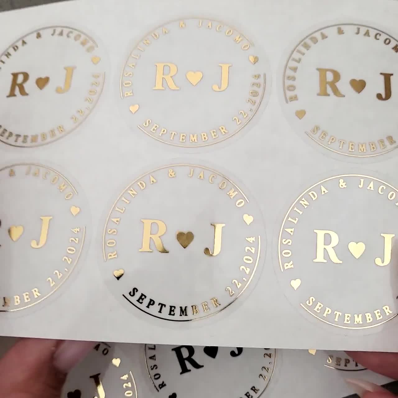 Wedding Favor Stickers Gold Foil Favors Monogram Custom Stickers