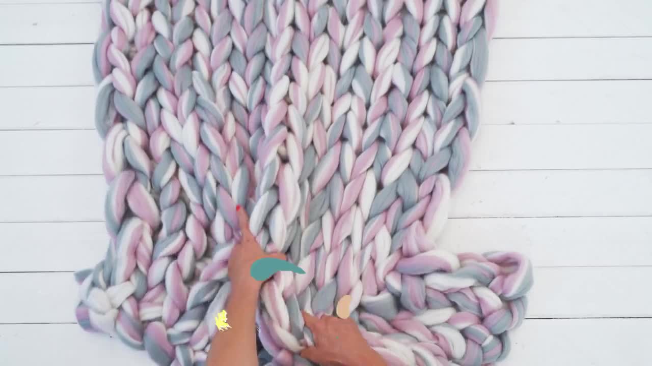 Blue Fat Chenille Yarn,Arm Knitting Yarn,Fluffy Chunky Yarn for Arm  Knitting or Hand Knitting,Chunky Blanket Yarn,500g