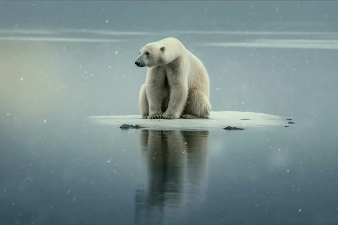 Emotional Polar Bear on Melting Ice - Digital Art Print for Climate Change  Awareness - Instant Download, JPG