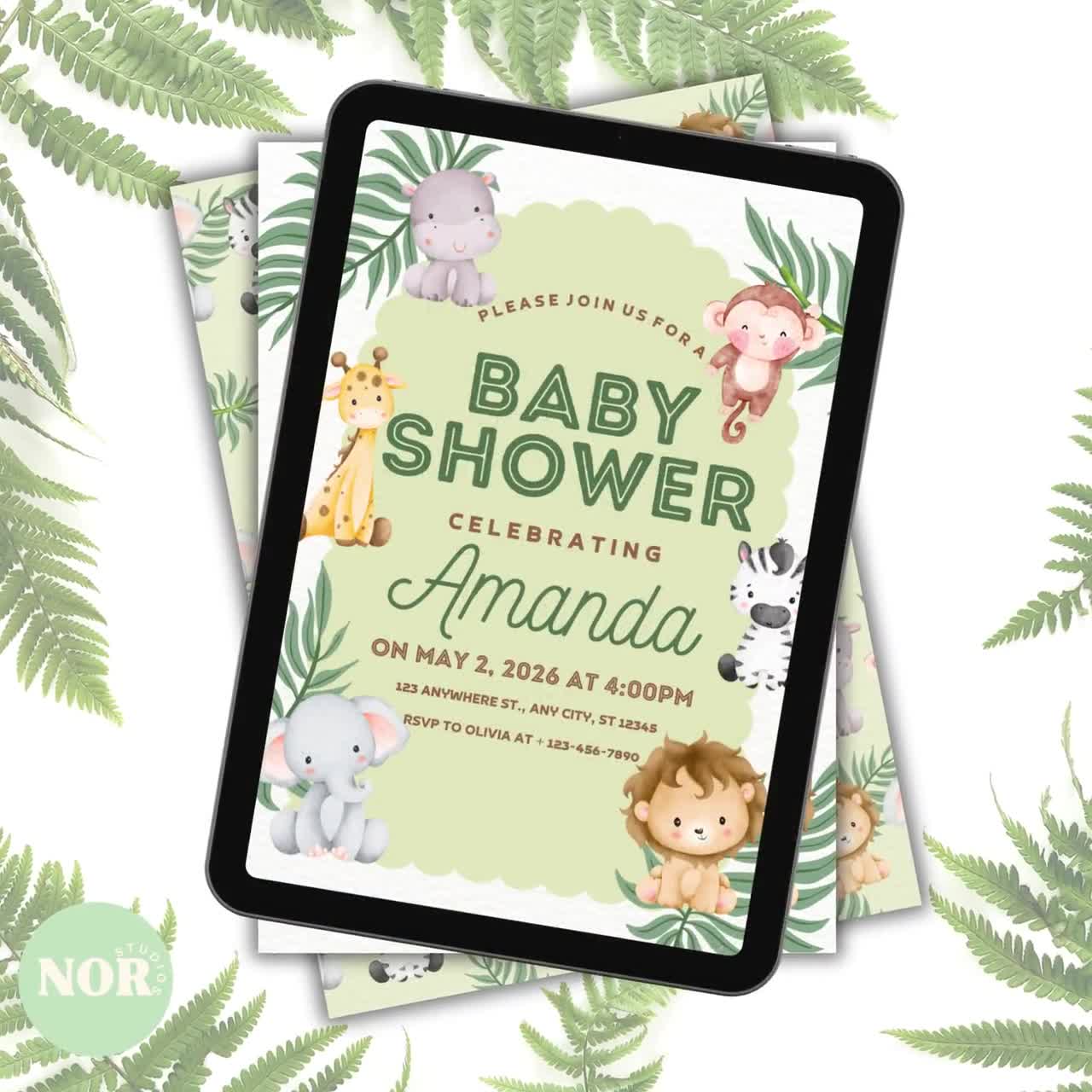 Safari Baby Shower Bundle: Jungle Theme Invitation & Decor (Printable, Editable Canva Template) video poster