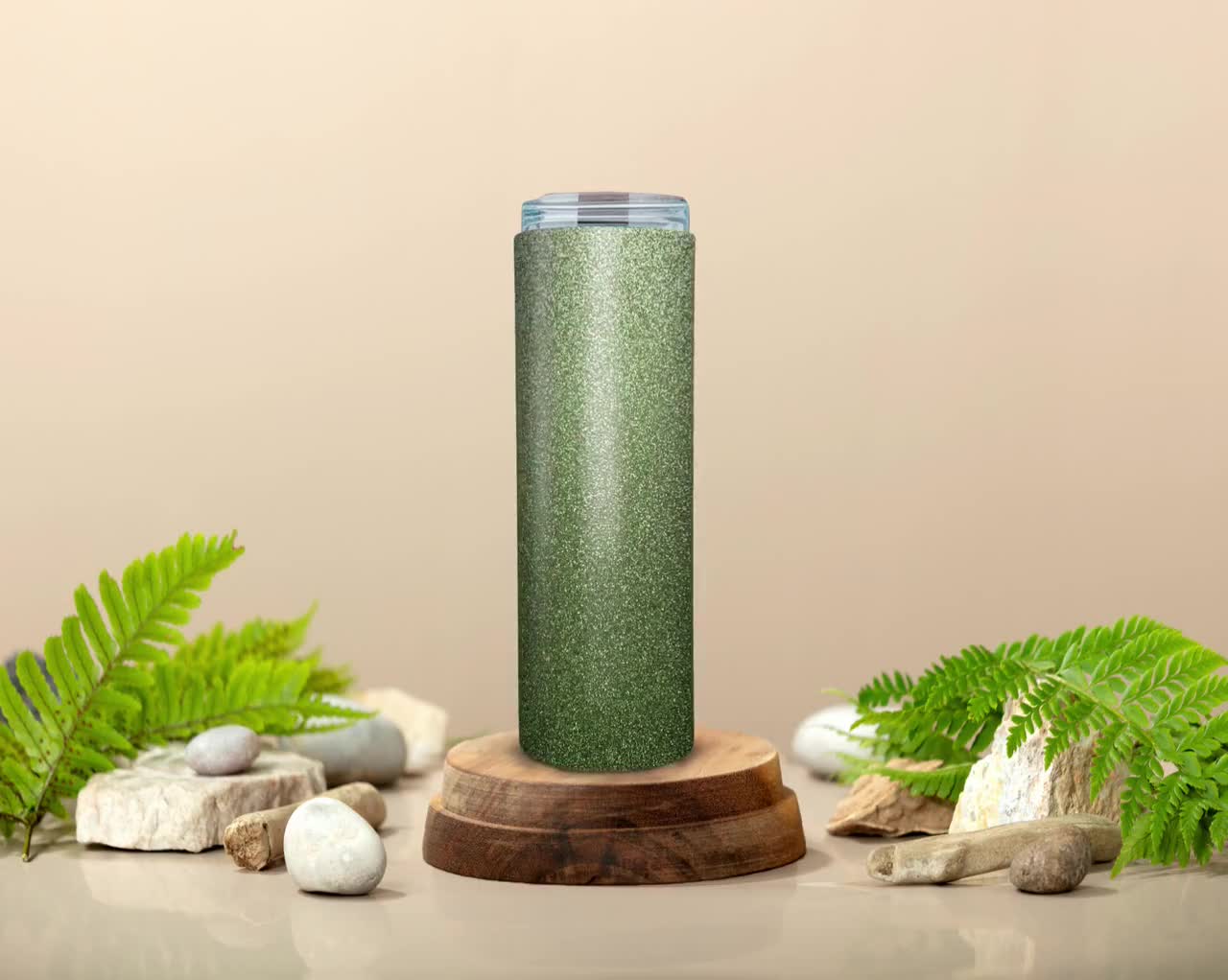 Sage Metal Glitter Tumbler PNG