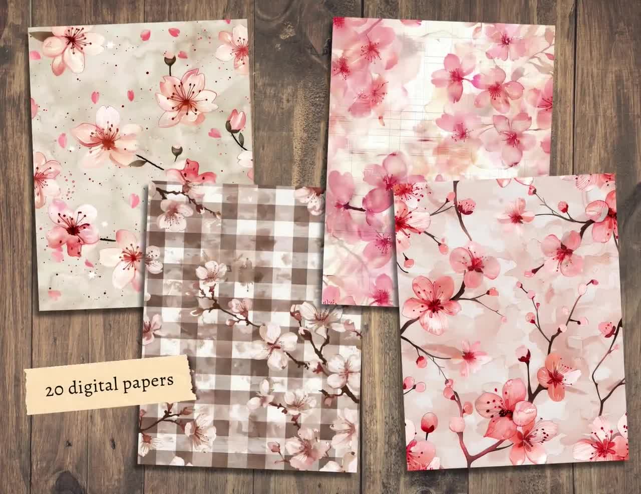 Sakura Digital Papers, Cherry Blossom Scrapbook Kit