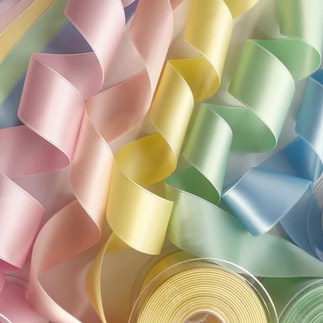 Satin ribbon 100 colors 7 widths. Doubleface Swiss quality for sewing table decoration floristry gift Advent Christmas. Pastel shades