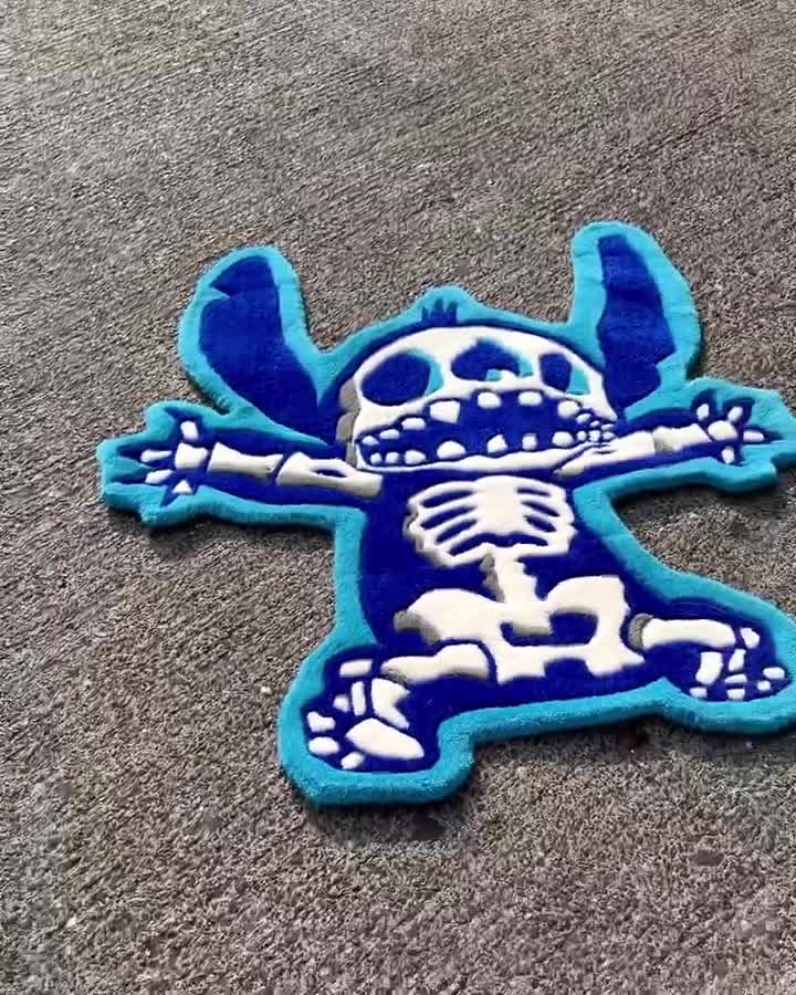 Stitch Skeleton Tufted Rug, Custom, Handmade Rugs, Gift for Him