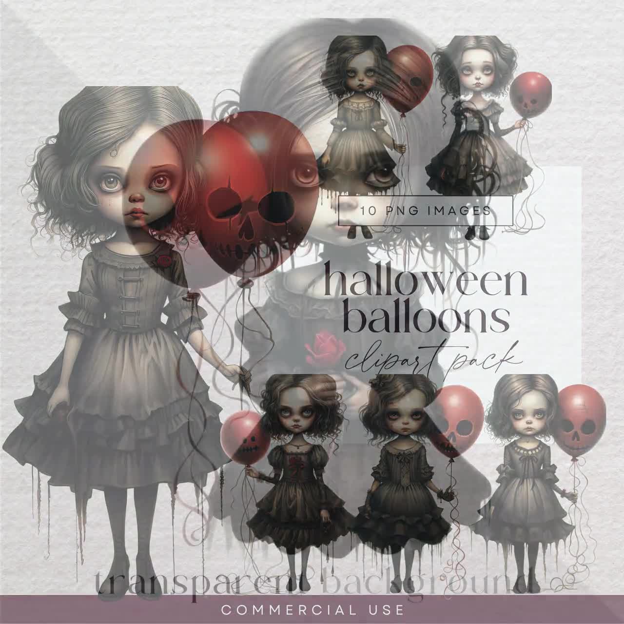 ハロウィン人形のクリップアート、透明PNG、ダークなおとぎ話の