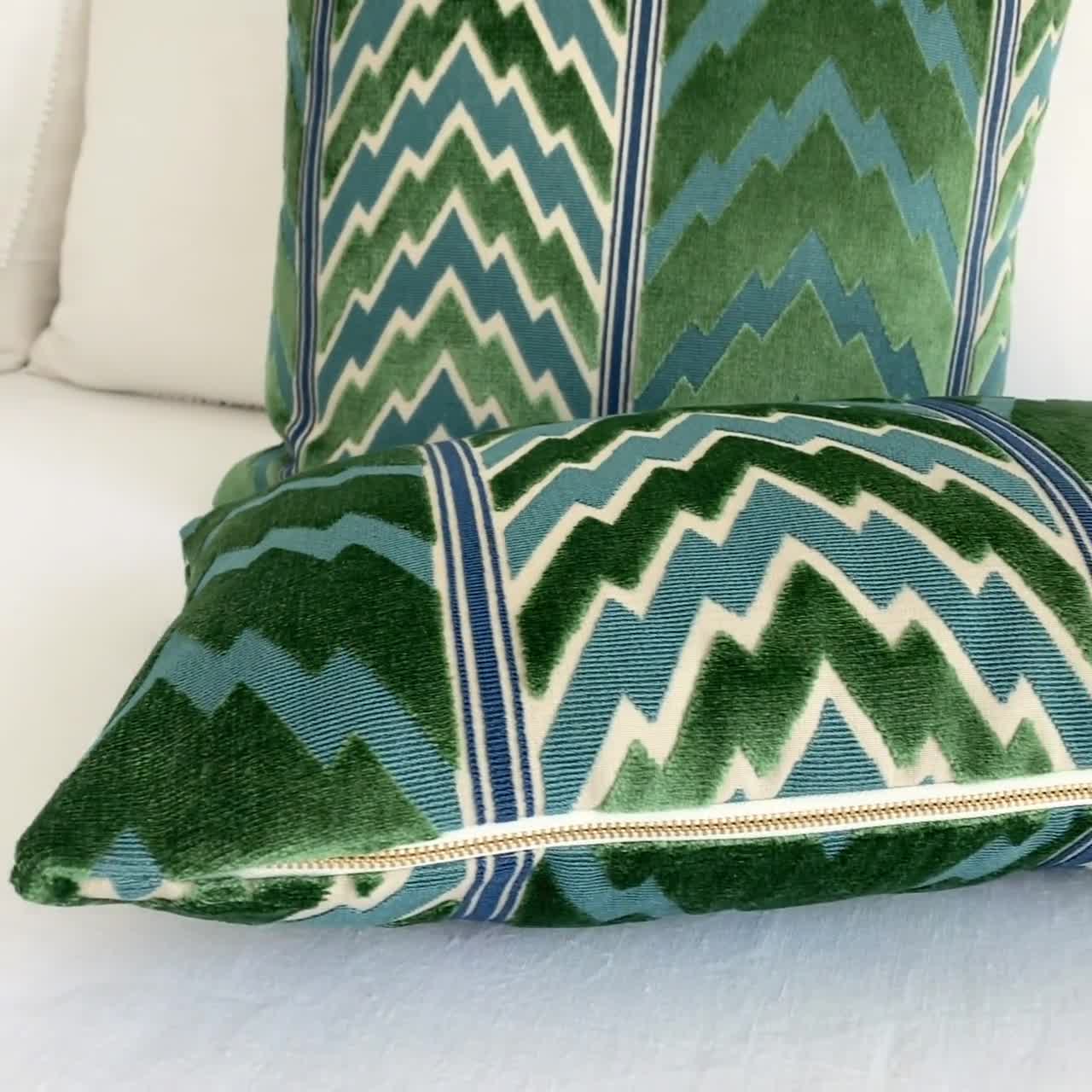 Velvety Soft Schumacher Florentine Emerald Throw Pillow Cover