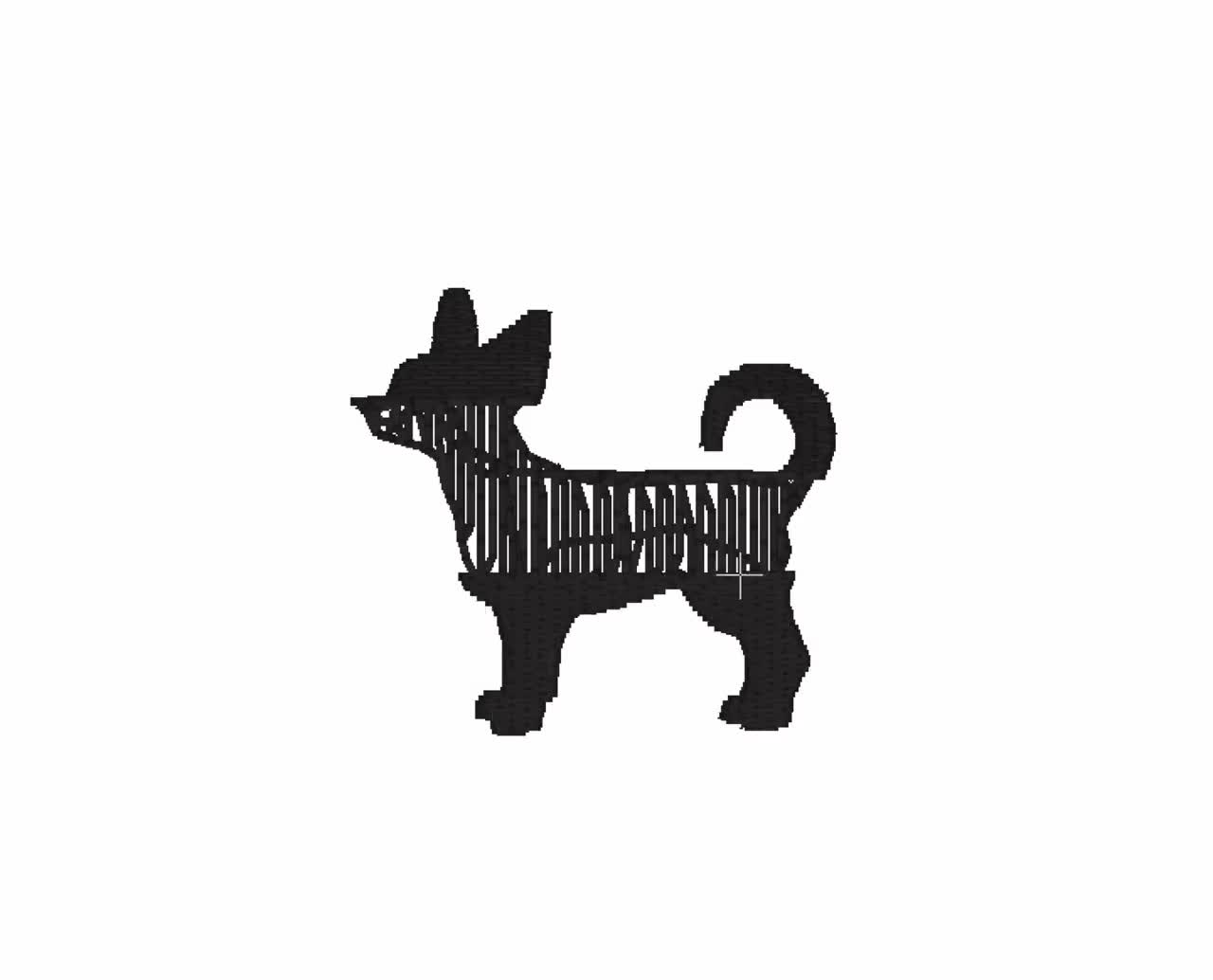Silueta perro diseño bordado 5 TALLAS - chihuahua bordado diseño silueta  perro mini bordado, chihuahua silueta bordado pes