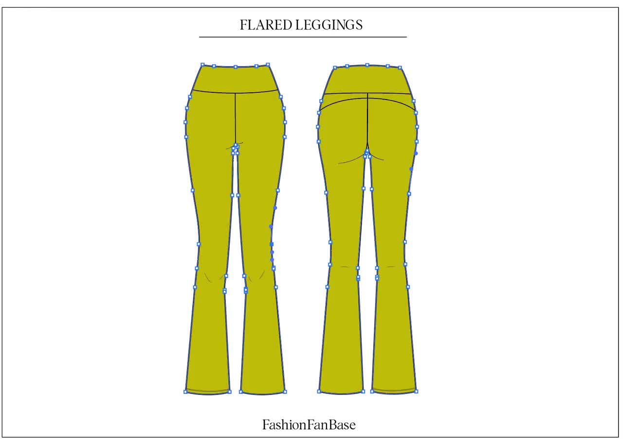Flared Leggings Pants Technical Fashion Illustration, Fashion