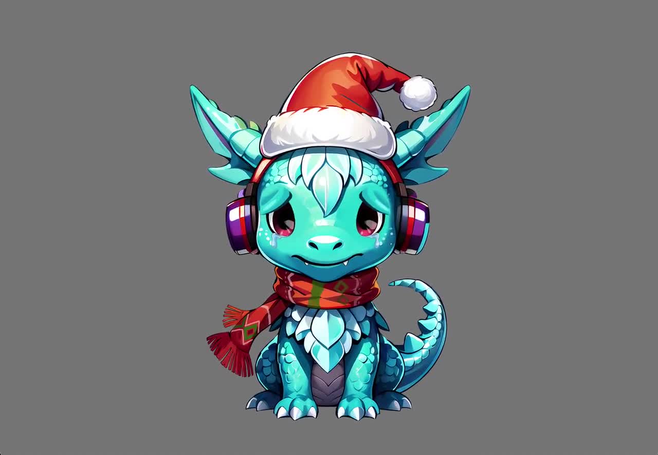 Chibi Christmas Gamer Ice Dragon PNGTuber | Kawaii Winter Holiday Creature  Avatar Streaming | Cute Anime PNG Tuber Twitch Discord Stream