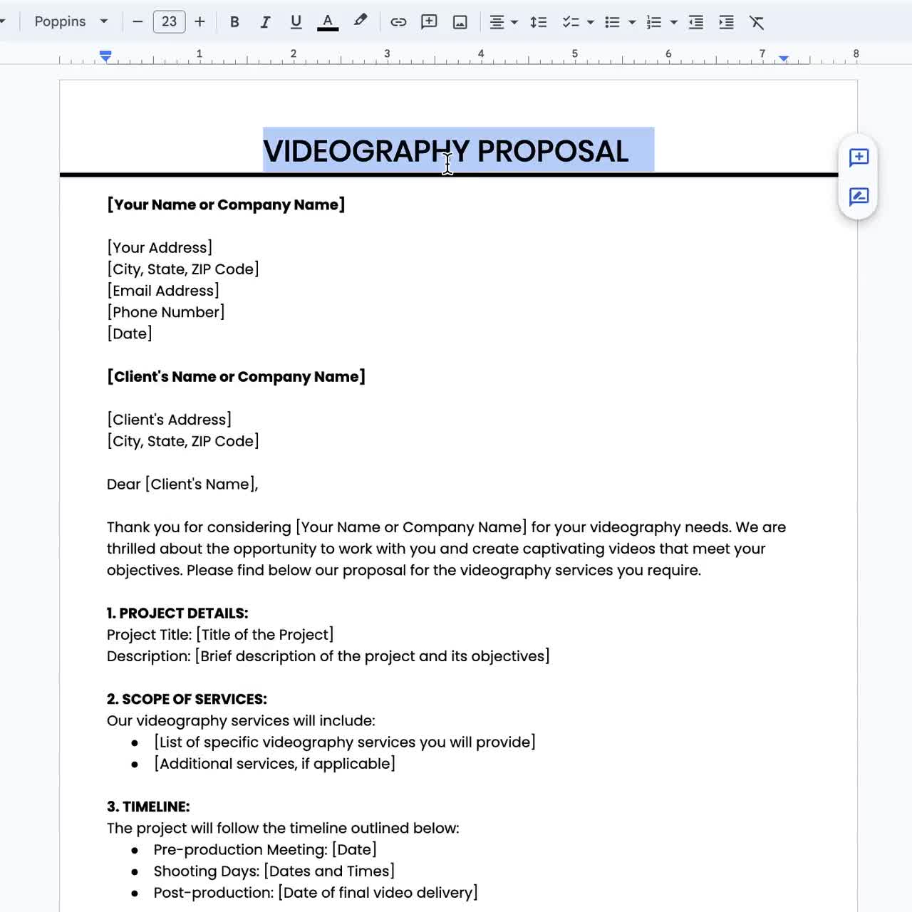 Film Project Proposal Template