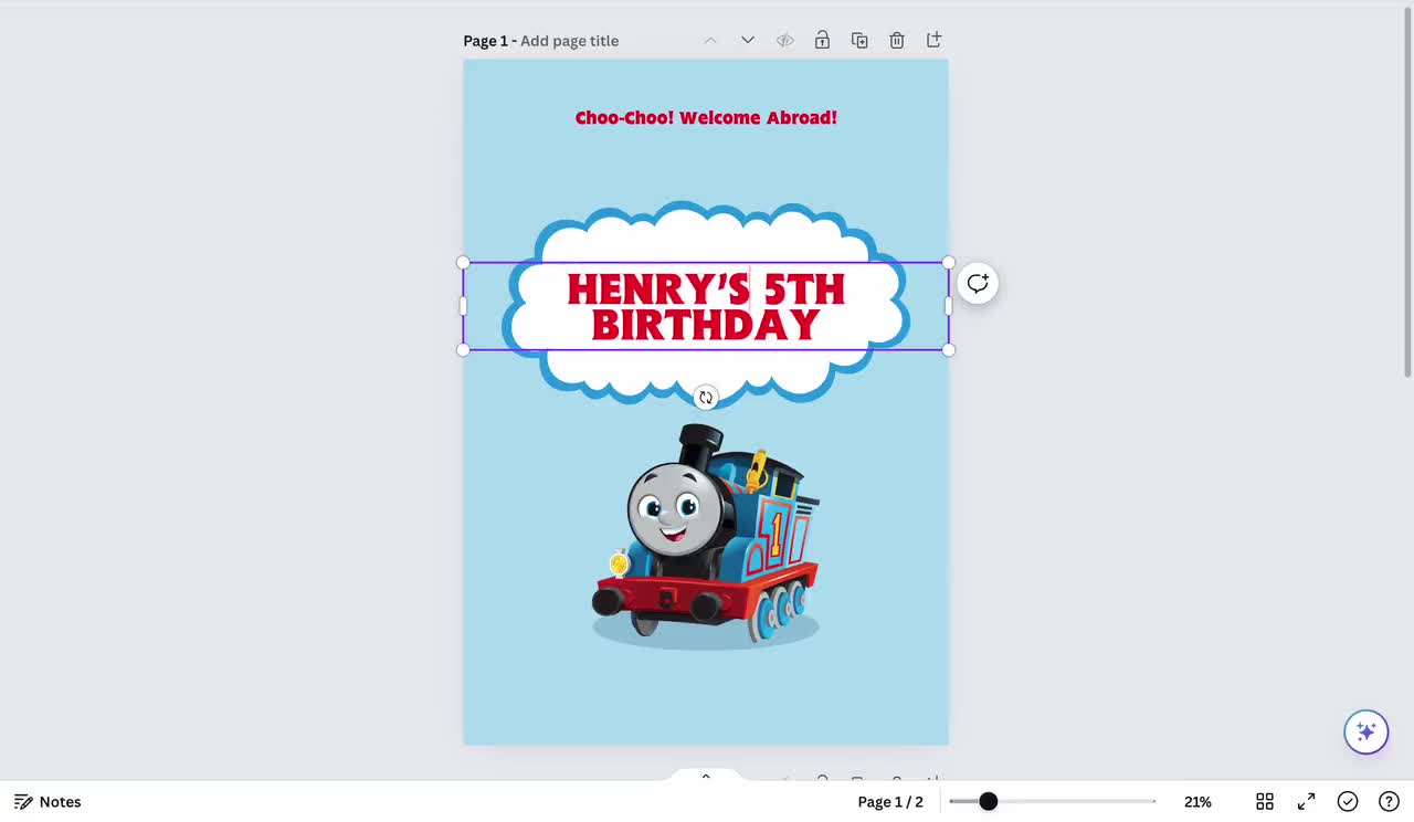 印刷可能なきかんしゃトーマスのウェルカム サイン | Canva デジタル