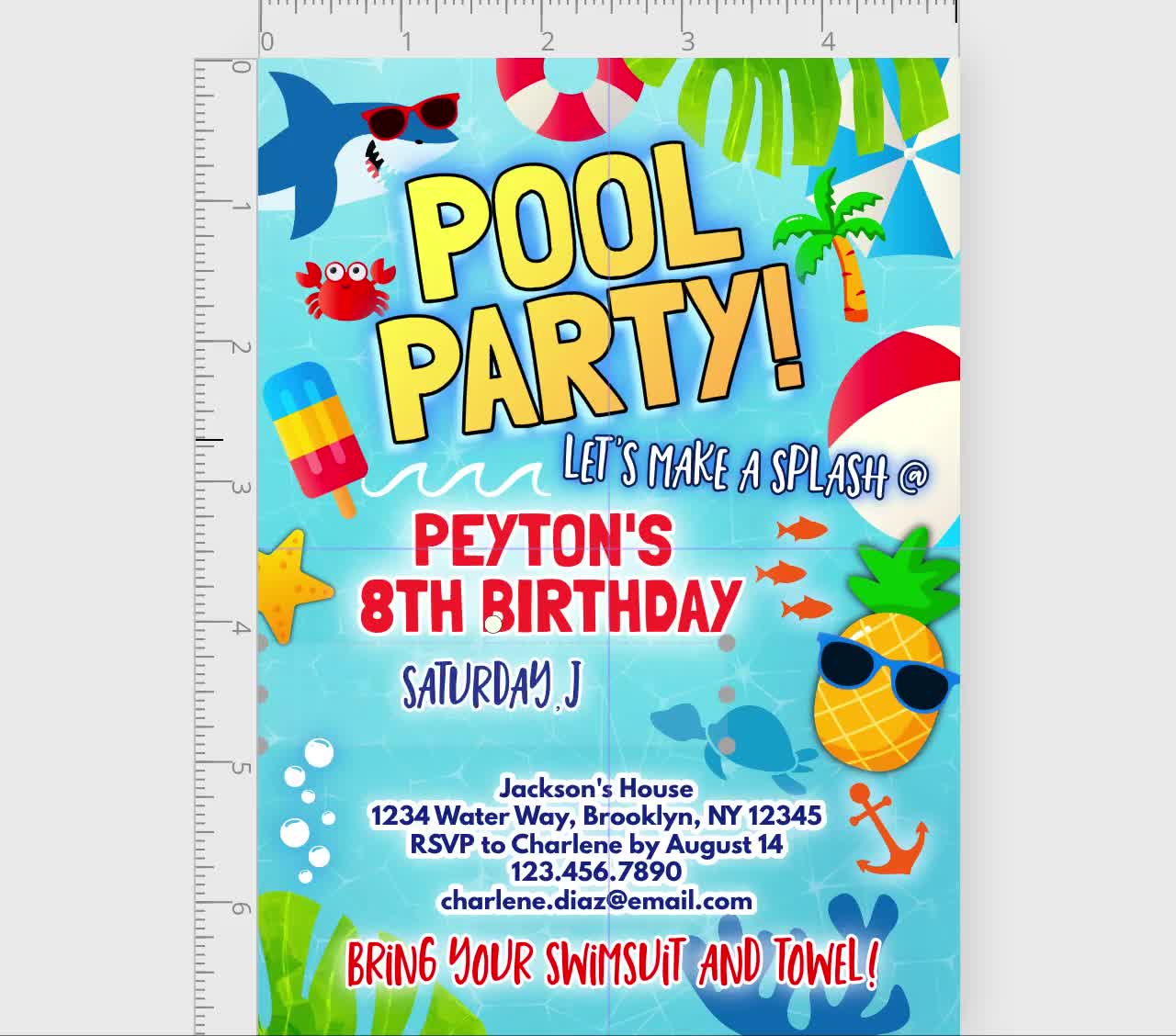 Summer Pool Party Invitation Template