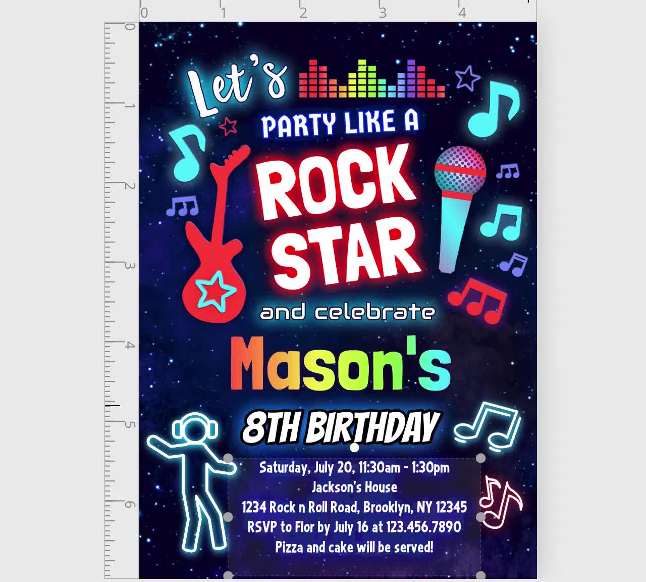 party-like-a-rock-star-invitation-for-boys-and-girls-rainbow-rock-star-birthday-invitation-template-rock-n-roll-theme-kids-party-invite-etsy