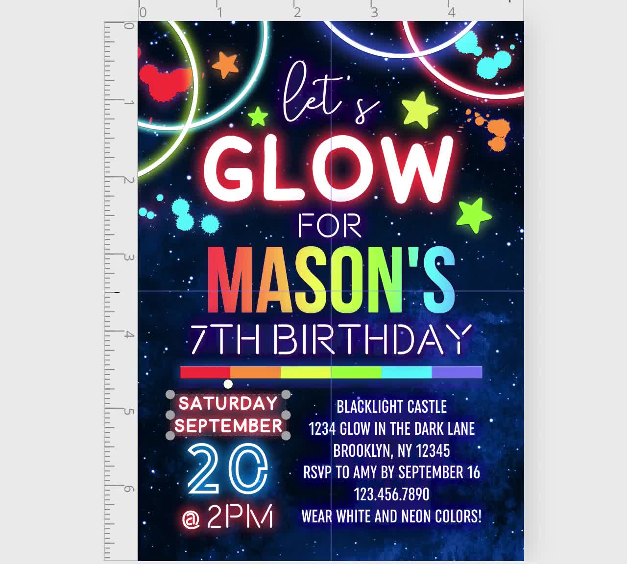 Inviti glow party, inviti per feste al neon glow, inviti per
