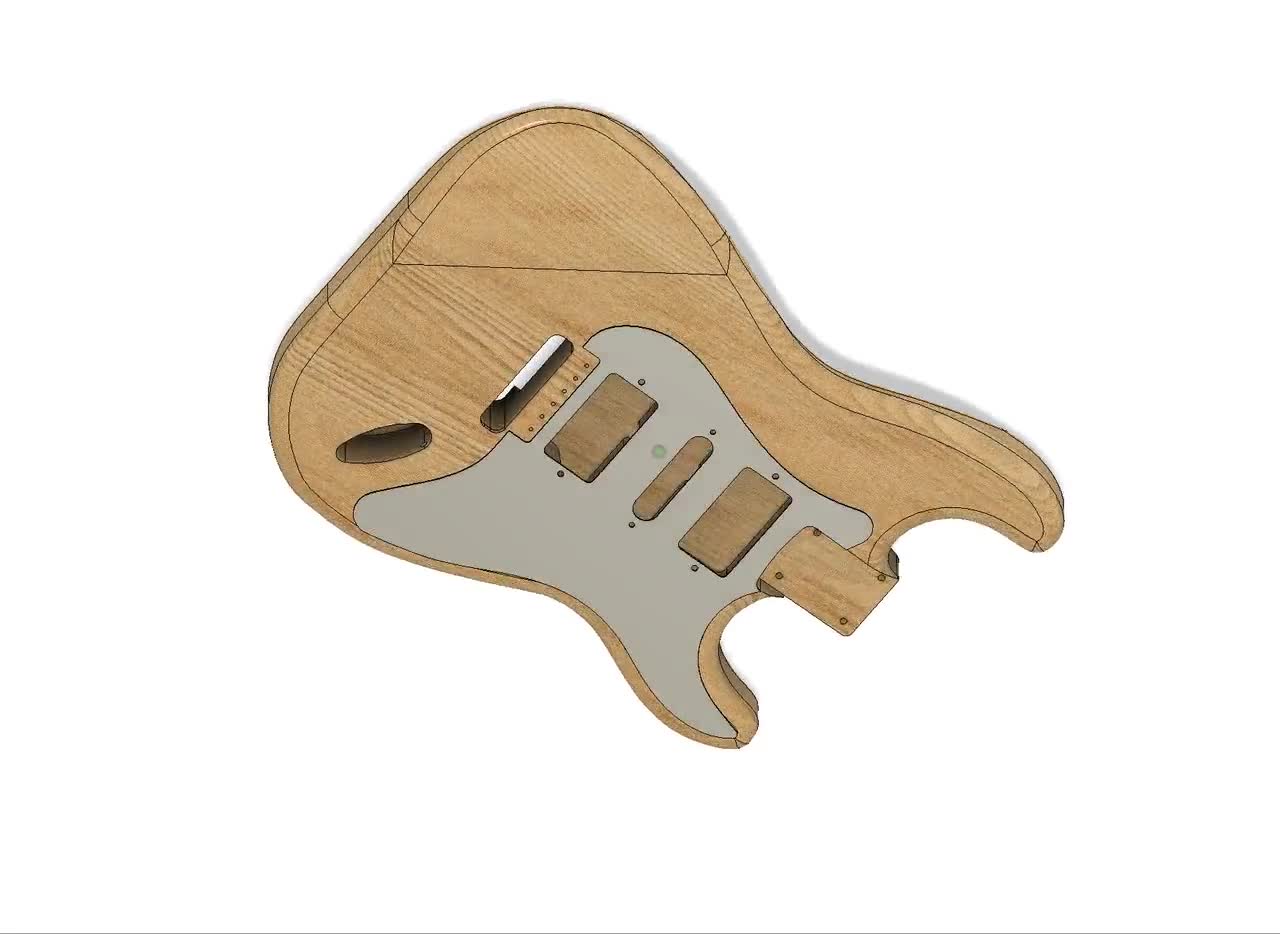 フェンダー ストラトキャスター HSH ギターボディ 3D ファイル: CNC
