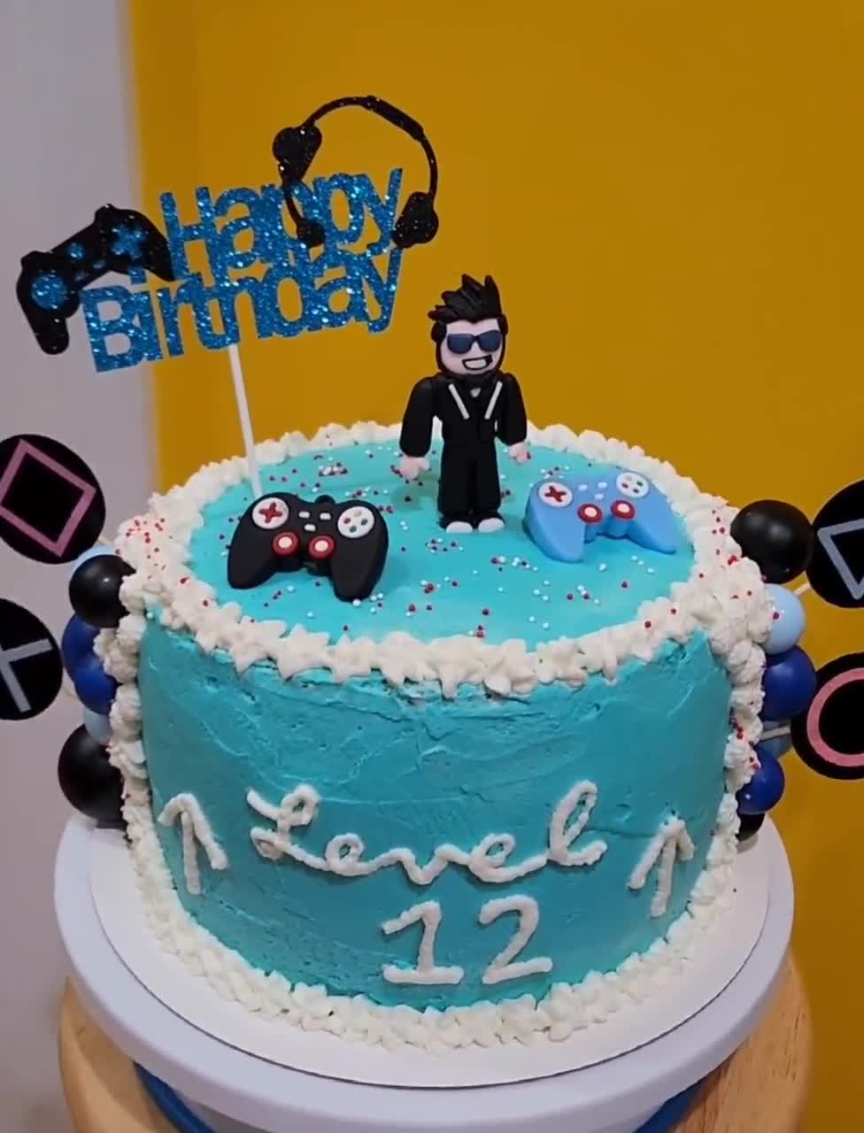 8 Bandes Décoratives Pour Gâteau Thème Pixels - Vert Et Marron, En Carton, Pour Anniversaire Jeu Vidéo