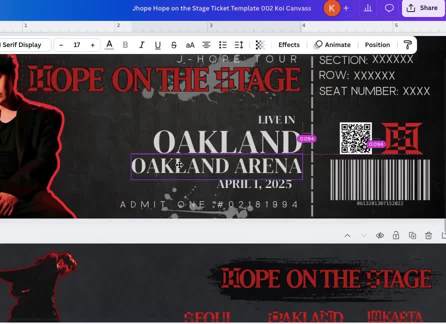 Personalized J-hope Hope on the Stage Concert Ticket, BTS, J