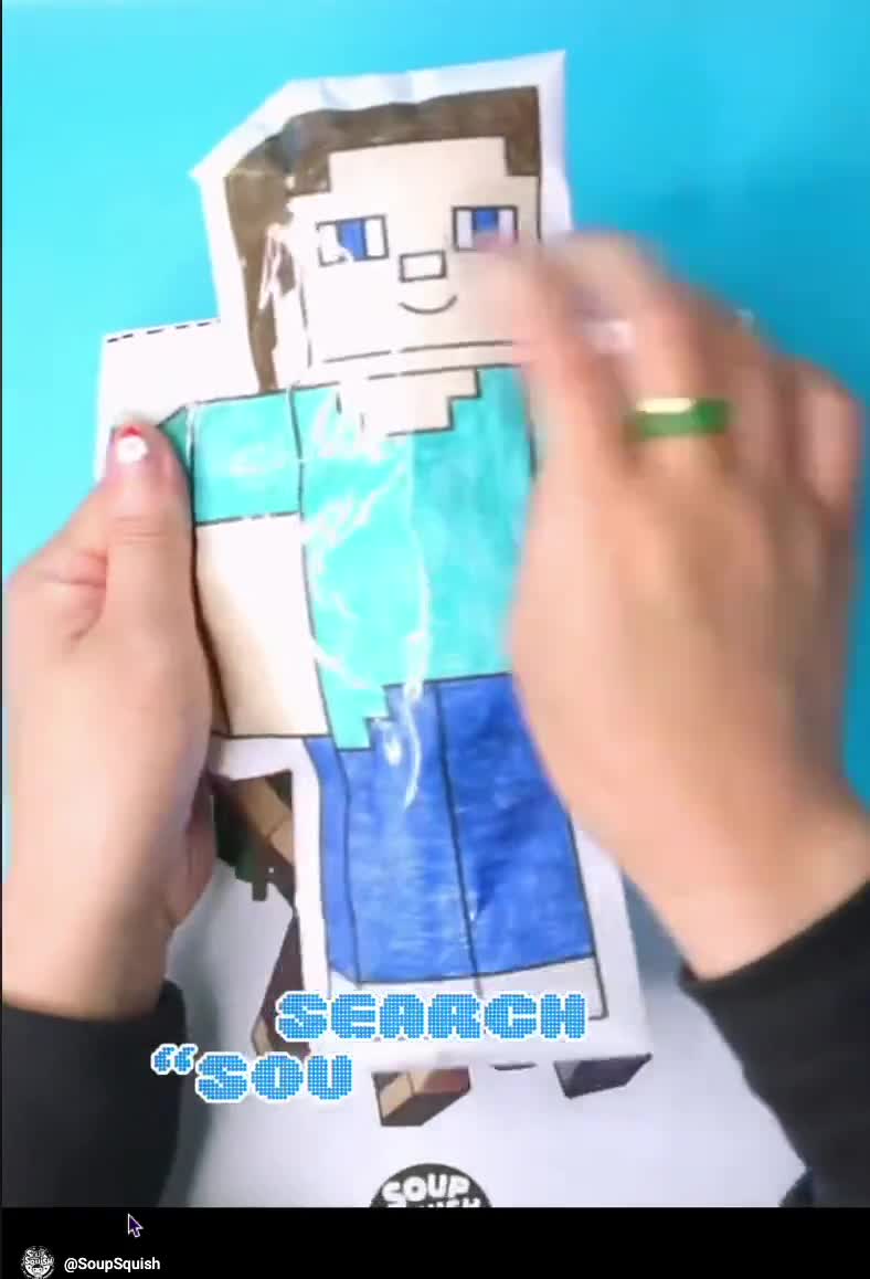 Minecraft Steve Squishy imprimible / Descarga de Squishy de papel DIY /  Manualidad linda de Minecraft para niños / Actividad fácil con bolsa ciega  / Juguete ASMR DIY, image size:788x1158
