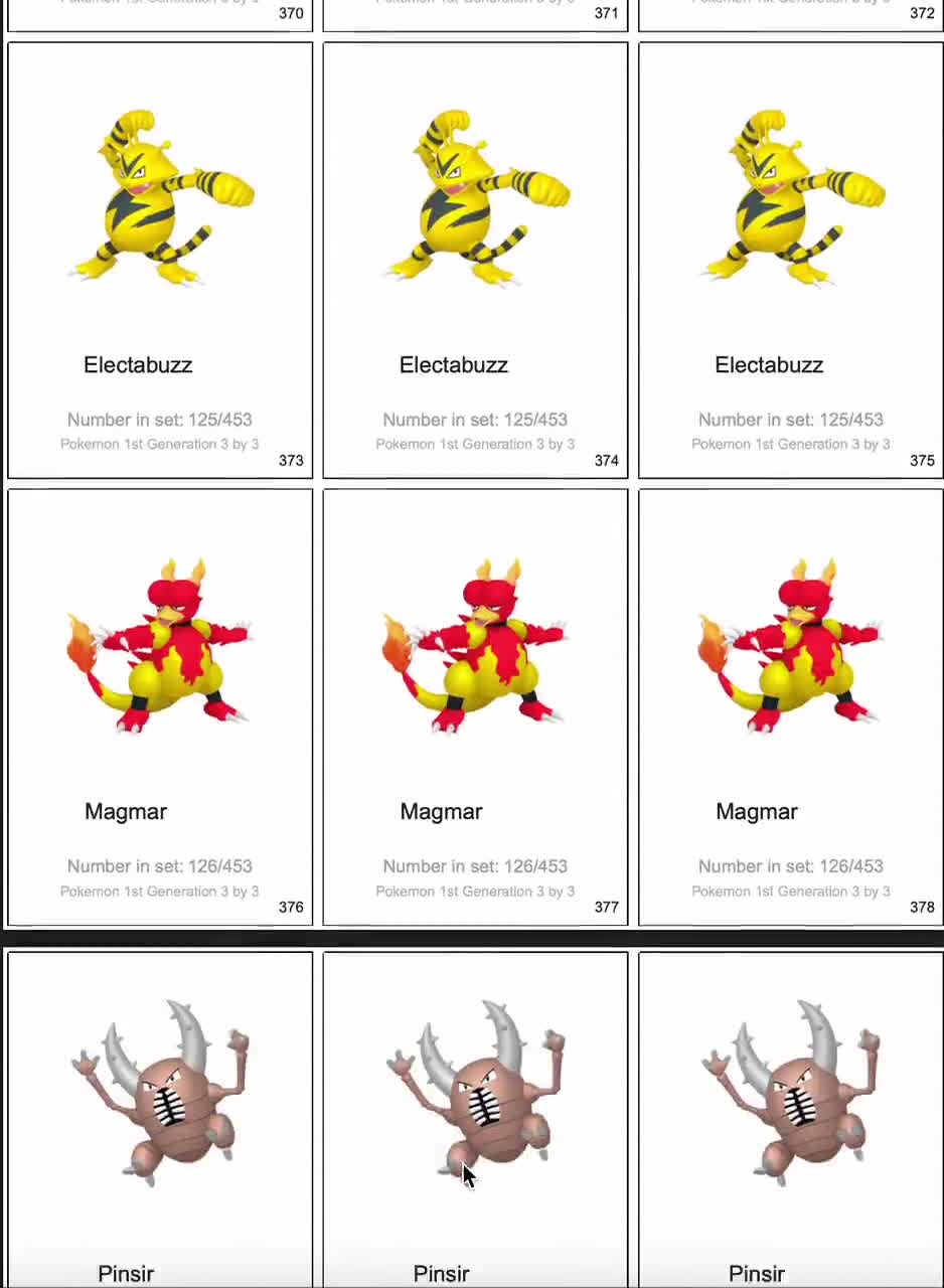 Pokémon Gen 1 Triple Art Set – 3x3 Binder Placeholders for Every