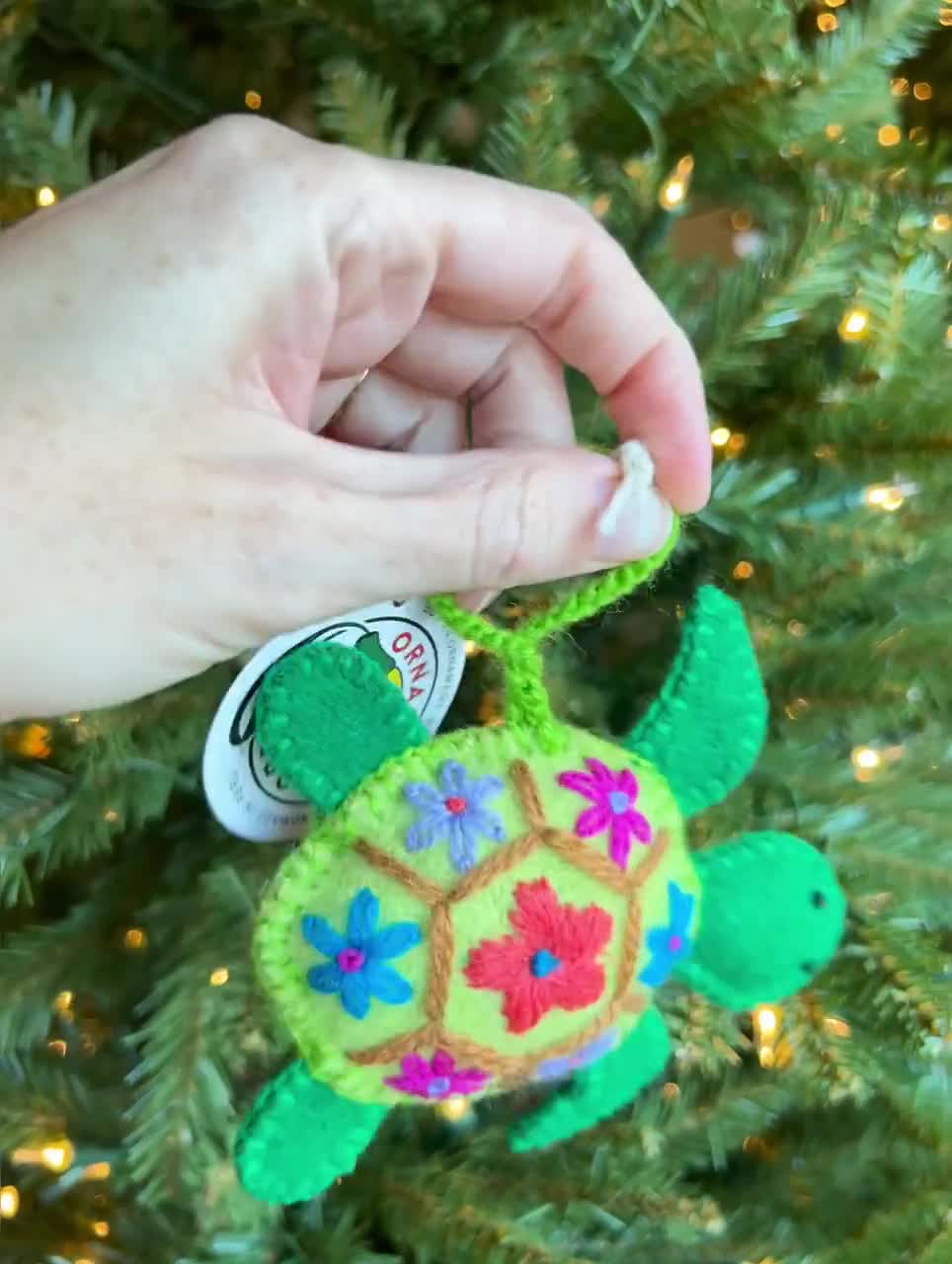 フレンドリーな海の生き物オーナメントセット - 刺繍ウールの
