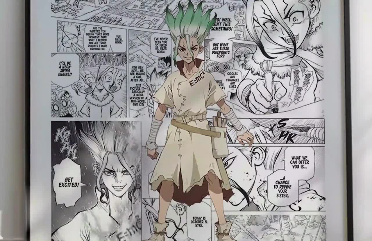 Manga Poster - Senku Ishigami - Curated Manga Panels - Digital Print video poster