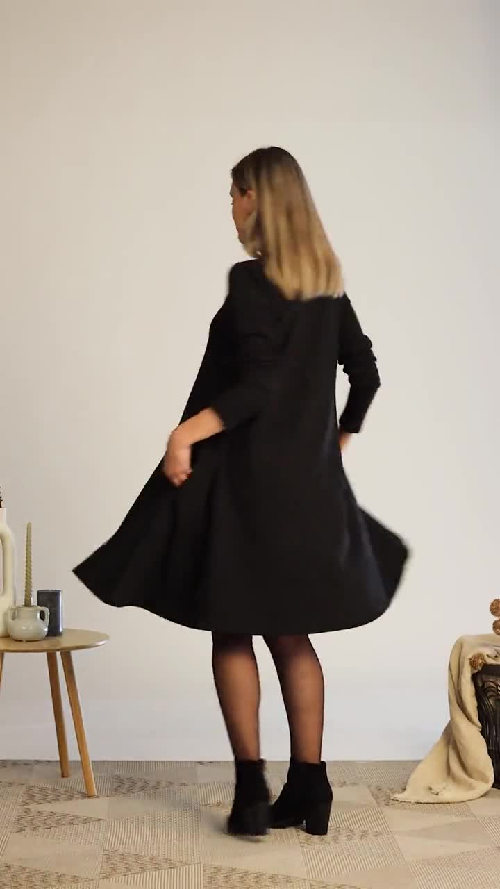 ワンピースその他 TheLatest Loose black dress in cotton Sexy Black Maxi Dress - Bustier Maxi Dress - Side Slit Maxi