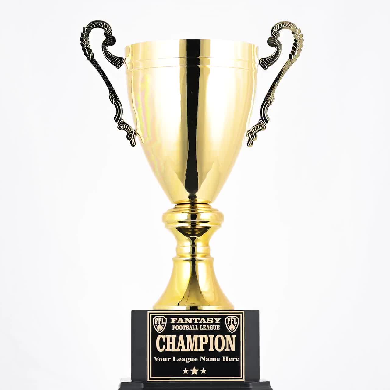 15 Perpetual Fantasy Football Trophy - Gold - TrophySmack