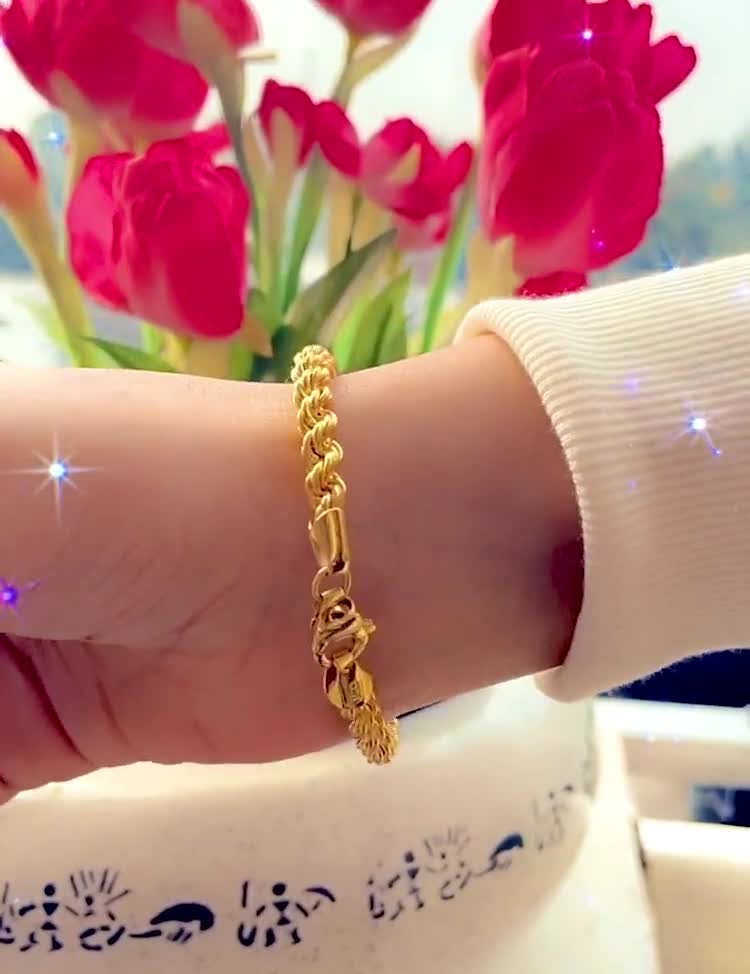 18K, 22K Yellow Gold Silken Rope Chain Bracelet, Hallmark Stamped Handmade Semi Solid Unisex 18K Rope Style Gold Bracelet, Valentine Gift