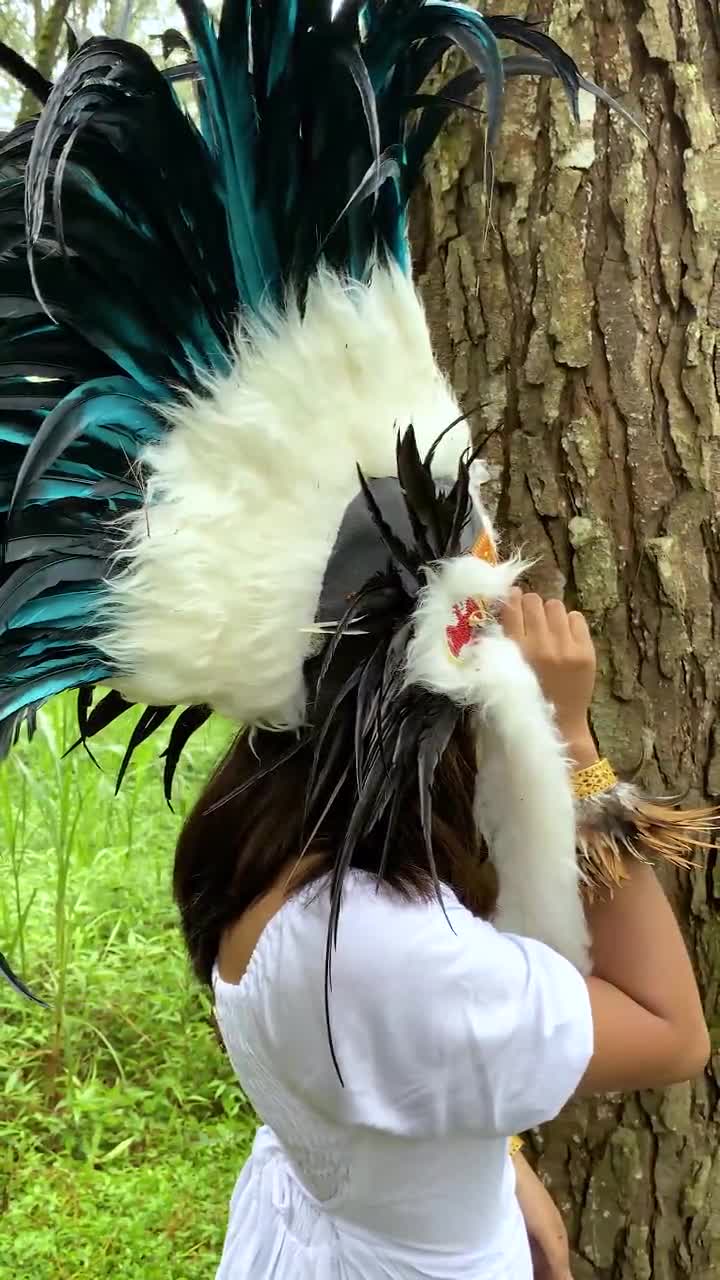 Diadema de plumas indias accesorios indio tocado indio nativo americano  inspirado jefe hecho a mano disfraz