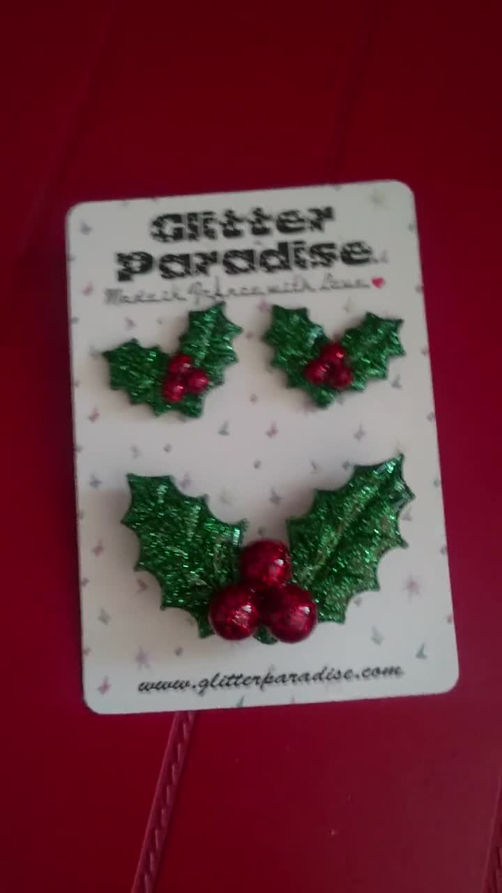 Christmas Holly - Set Brooch and Earrings - Retro Christmas Jewelry - Merry  Christmas - Holly Berries - Holly Jewelries - Glitter Paradise®