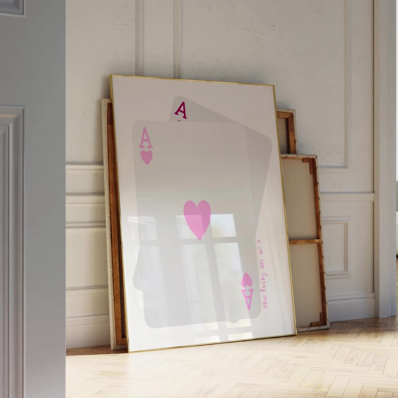 3枚セット ピンクのトレンディなプリント How Lucky Are We プリント