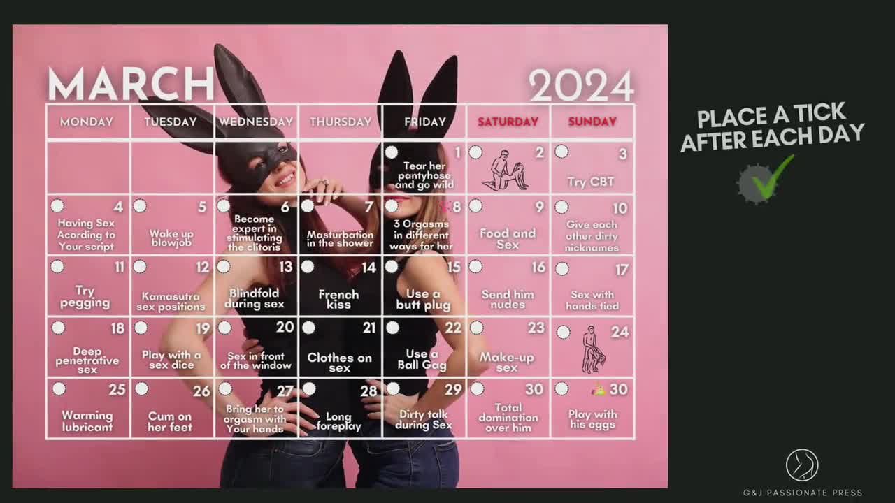 Adult Sex Calendar 2024 - Printable Calendar with 365 Different Sex Ideas.  Celebrate Anniversary, Easter and more! Naughty & Sexy Gift.