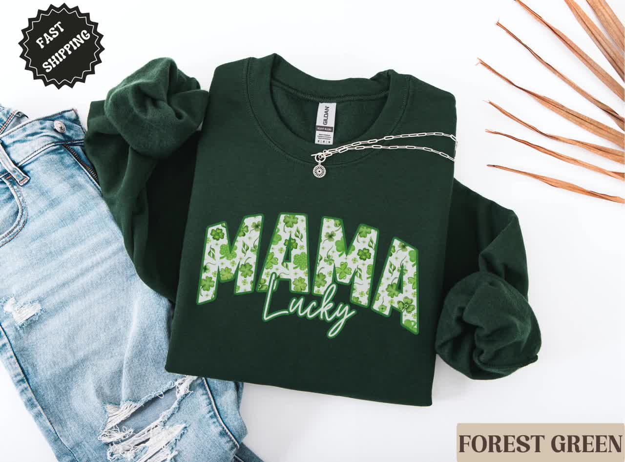 Lucky Mama Sweatshirt, St Patrick's Day Crewneck, Shamrock Sweater