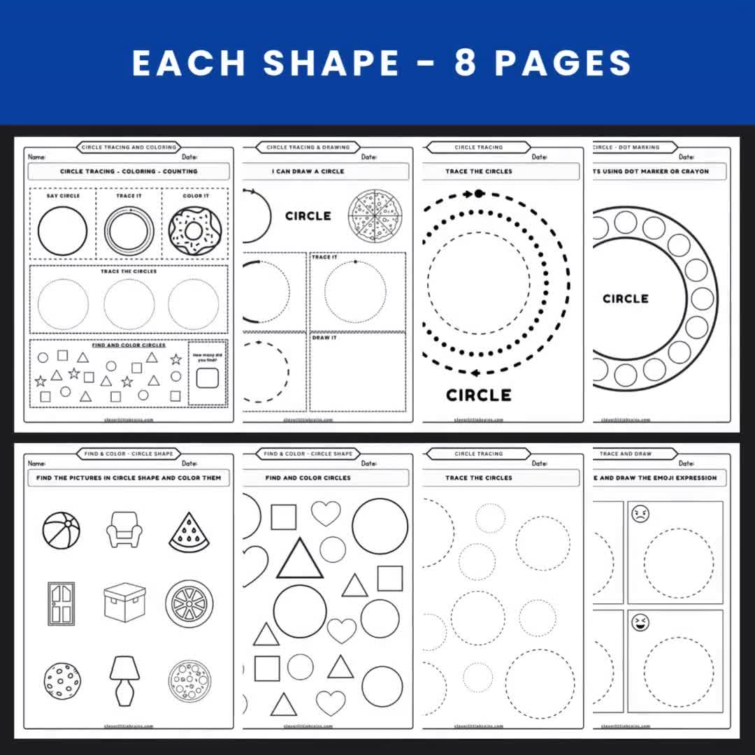Shapes Worksheet Bundle for Pre-k \u0026 Kindergarten – 85+ Printable Pages |  Tracing, Matching, Coloring, Shape Recognition Activities - Etsy, image size:1080x1080
