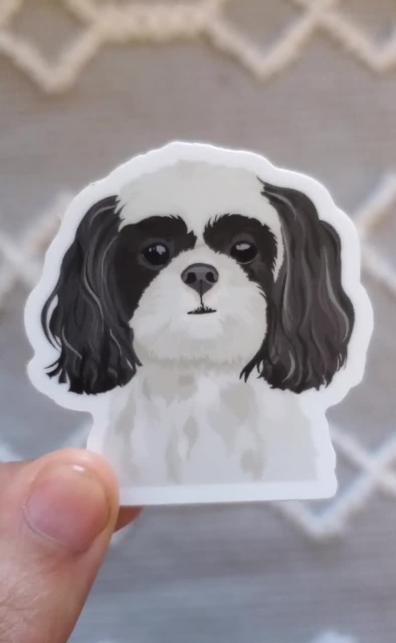 Shih Tzu Love Valentine Anniversary card, gray and white Shih Tzu dog gift  card, puppy dog blank greeting card with red hearts