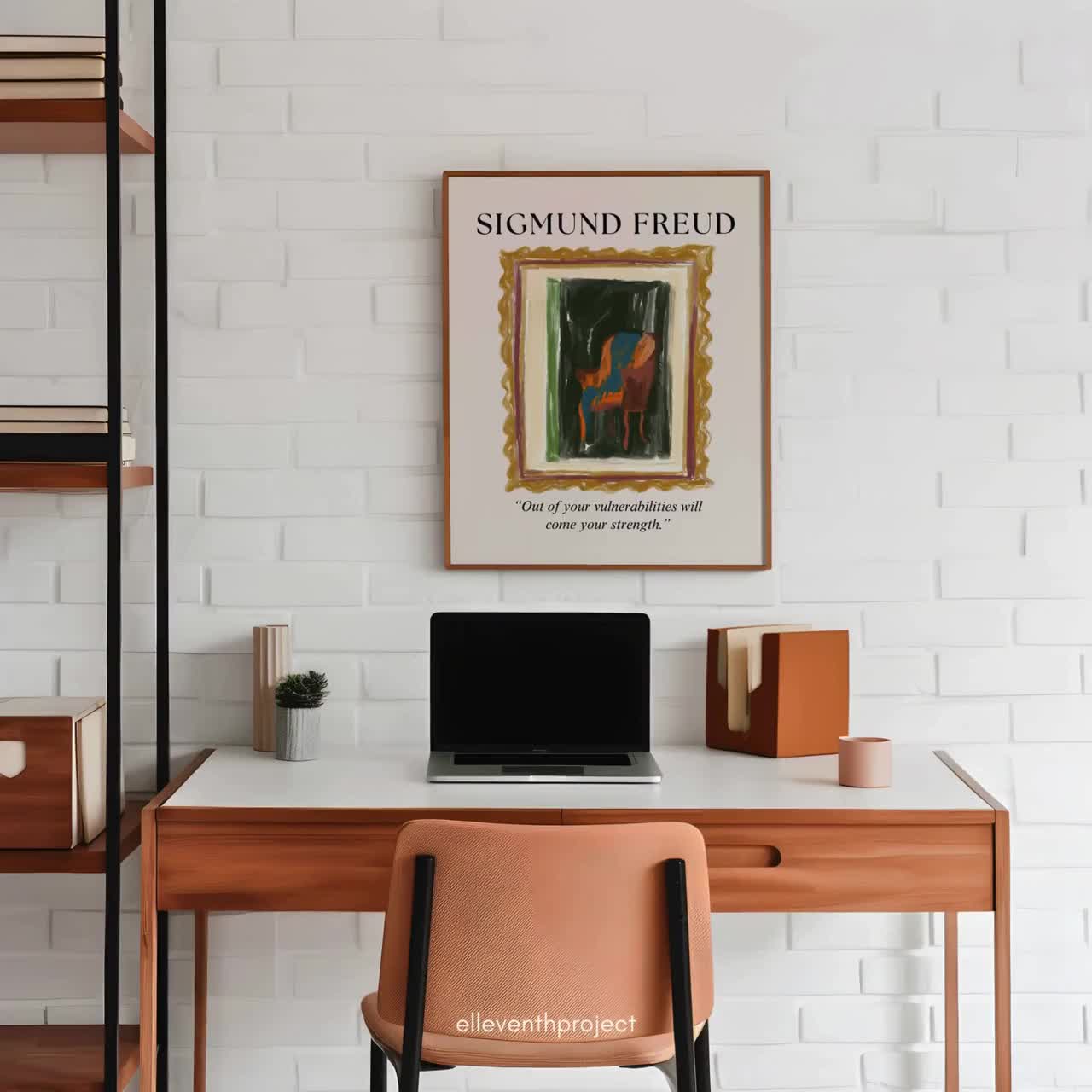 Póster imprimible con cita de Sigmund Freud, herramienta digital de psicología, decoración para consultorio de consejero escolar, psicólogo y terapeuta, rincón de relajación video poster