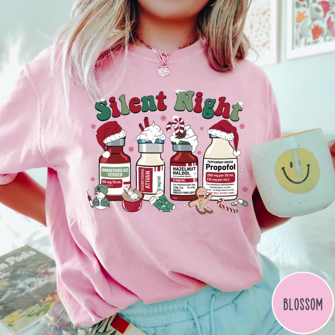Silent Night Comfort Colors® Christmas Shirt: Funny Nurse Holiday