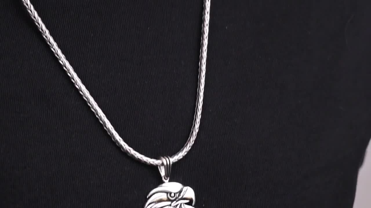 Collana Da Uomo In Argento Sterling 925 Con Aquila E Pietra - Foto 4