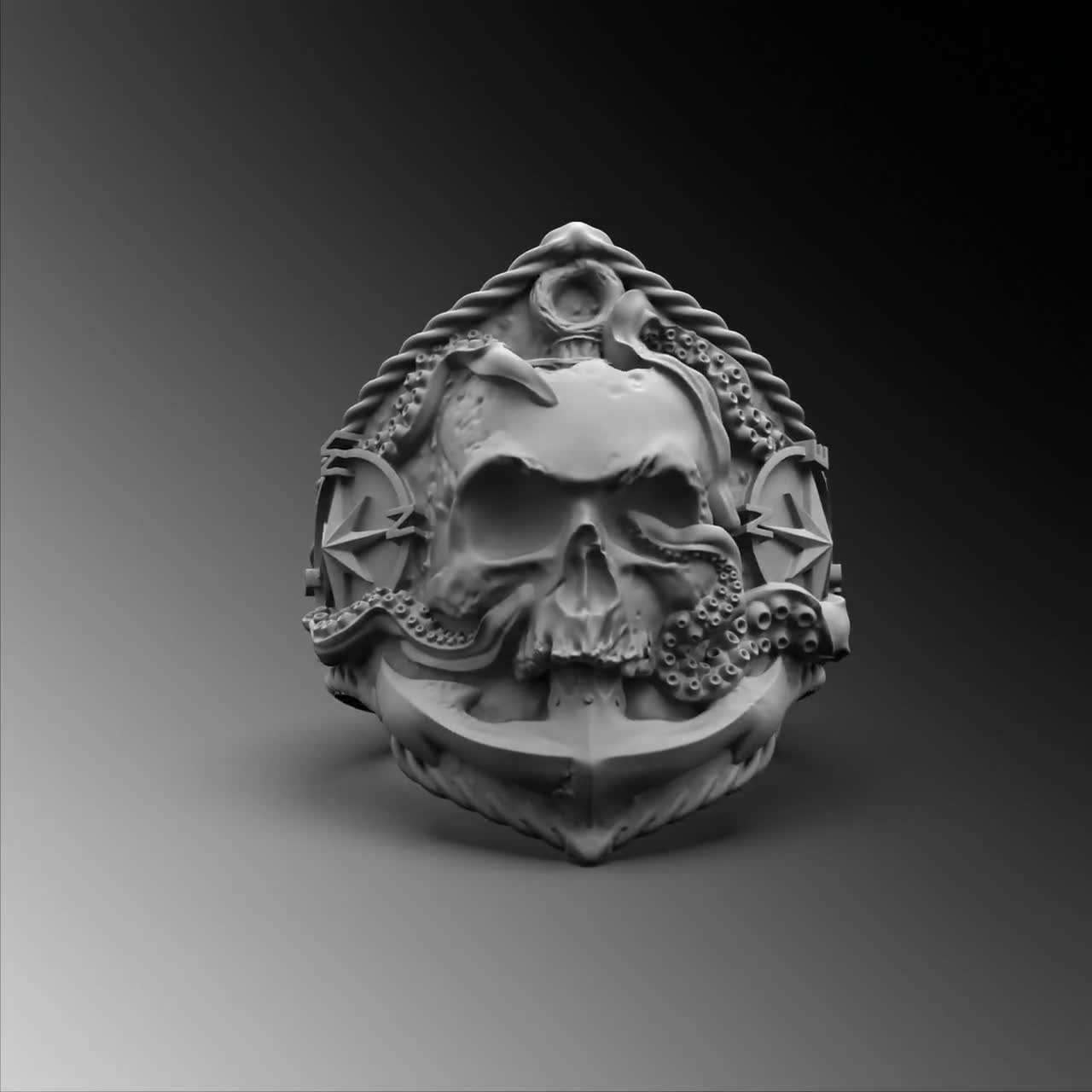 シルバー 海賊印章リング 航海アンカー印章リング メンズ 船員リング