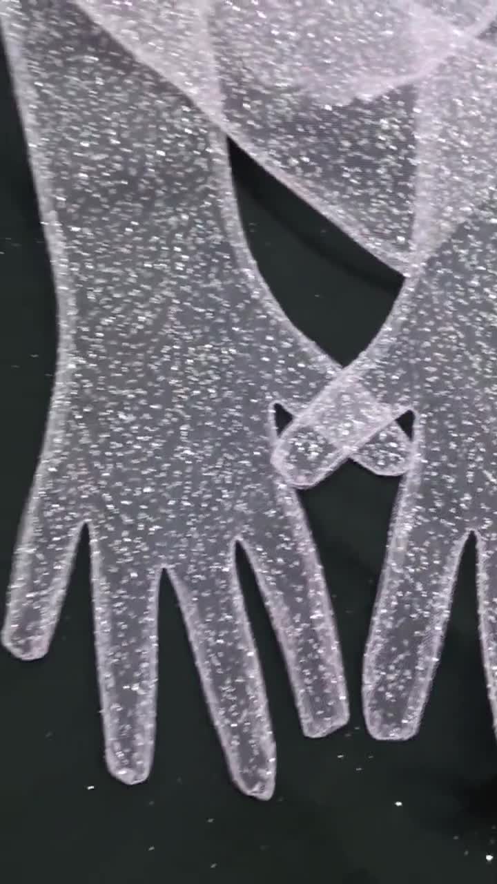 Glitter Tulle Opera Gloves: Sparkle Party Cosplay Gloves - Etsy